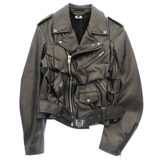 COMME des GARCONS HOMME PLUS コムデギャルソンオムプリュス 21SS PG-J016 SYNTHETIC LEATHER BIKER JACKET シンセティック フェイクレザー バイカー ライダース ジャケット ダークブラウン系 S【中古】