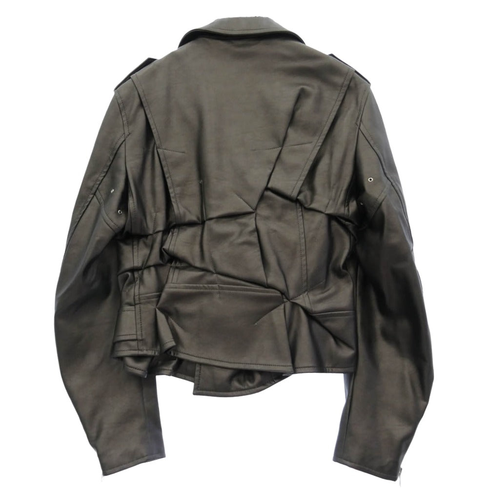 COMME des GARCONS HOMME PLUS コムデギャルソンオムプリュス 21SS PG-J016 SYNTHETIC LEATHER BIKER JACKET シンセティック フェイクレザー バイカー ライダース ジャケット ダークブラウン系 S【中古】