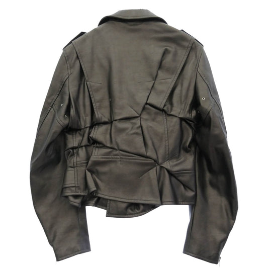 COMME des GARCONS HOMME PLUS コムデギャルソンオムプリュス 21SS PG-J016 SYNTHETIC LEATHER BIKER JACKET シンセティック フェイクレザー バイカー ライダース ジャケット ダークブラウン系 S【中古】