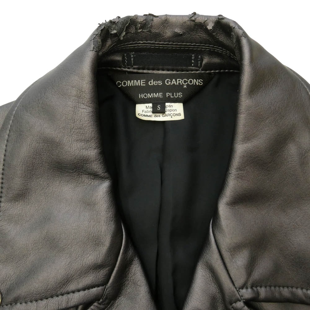 COMME des GARCONS HOMME PLUS コムデギャルソンオムプリュス 21SS PG-J016 SYNTHETIC LEATHER BIKER JACKET シンセティック フェイクレザー バイカー ライダース ジャケット ダークブラウン系 S【中古】
