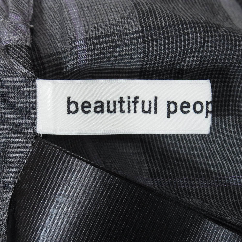beautiful people ビューティフルピープル チェック シアー ブラウス グレー系 34【中古】