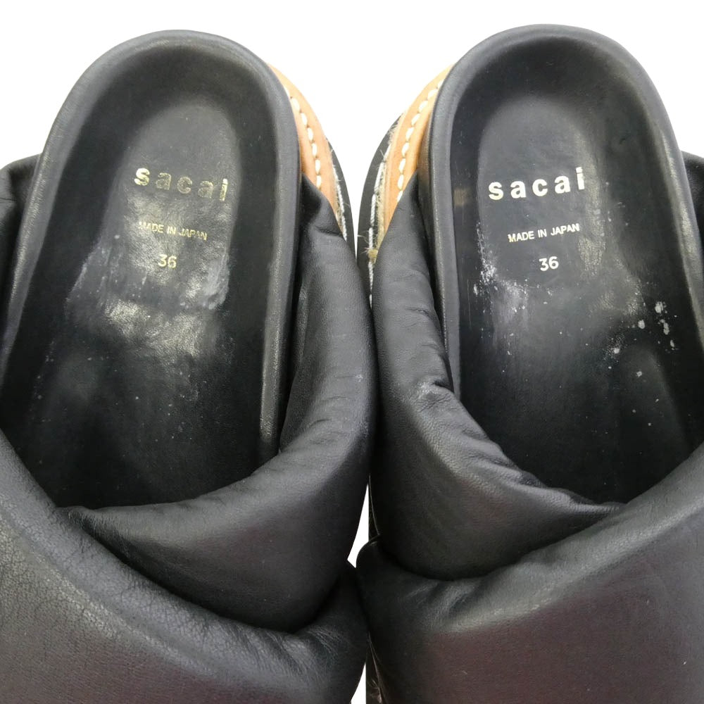 Sacai サカイ 20-04954 Multiple Sole Sandals 厚底 サンダル ブラック系 36【中古】