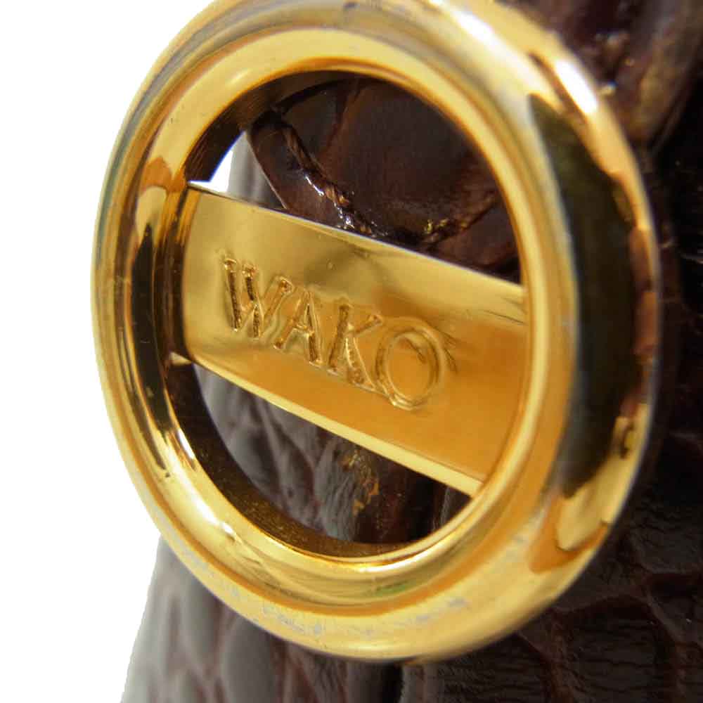 WAKO ワコー クロコ 型押し ハンドバッグ ブラウン系【中古】