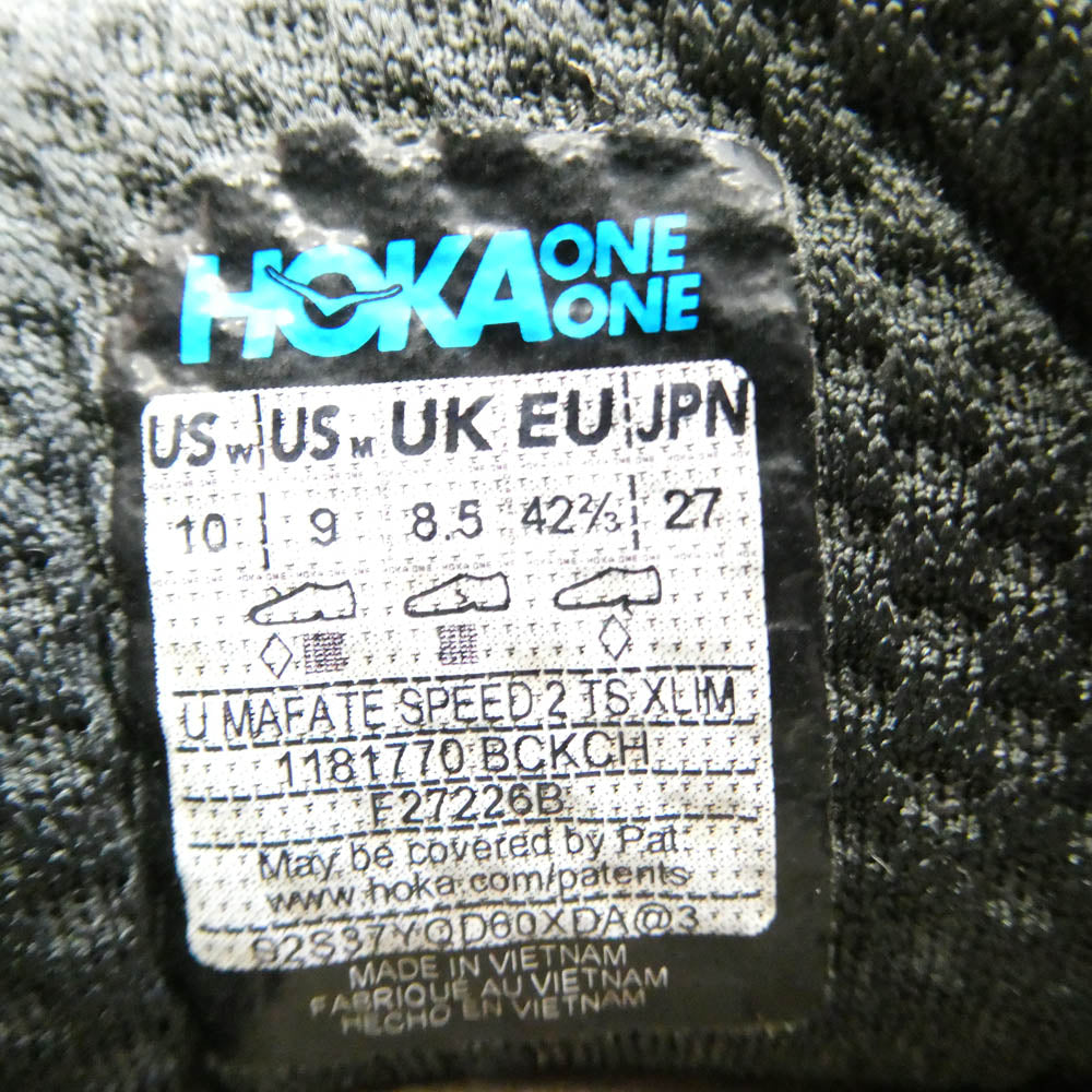 HOKA ONE ONE ホカ オネオネ 1181770-bckch MAFATE SPEED 2 TS XLIM マファテスピード2 TS エクスリム ローカット スニーカー ブラック系 27cm【中古】