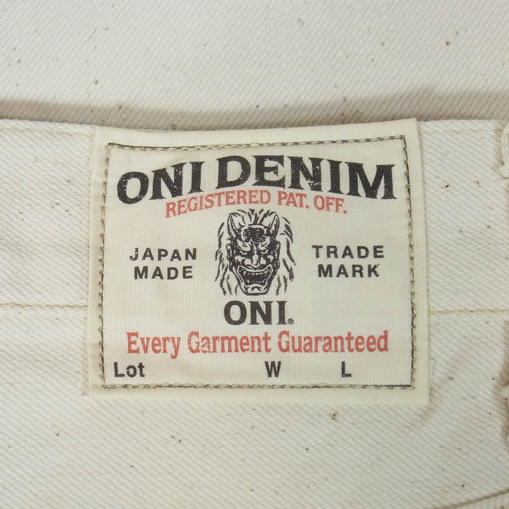 ONI DENIM 鬼デニム ONI271-ECRU 12.4oz Organic Cotton Ecru Denim Wide Straight オーガニックコットン ホワイトデニム ワイドストレート デニム パンツ W34 ホワイト系 34【極上美品】【中古】