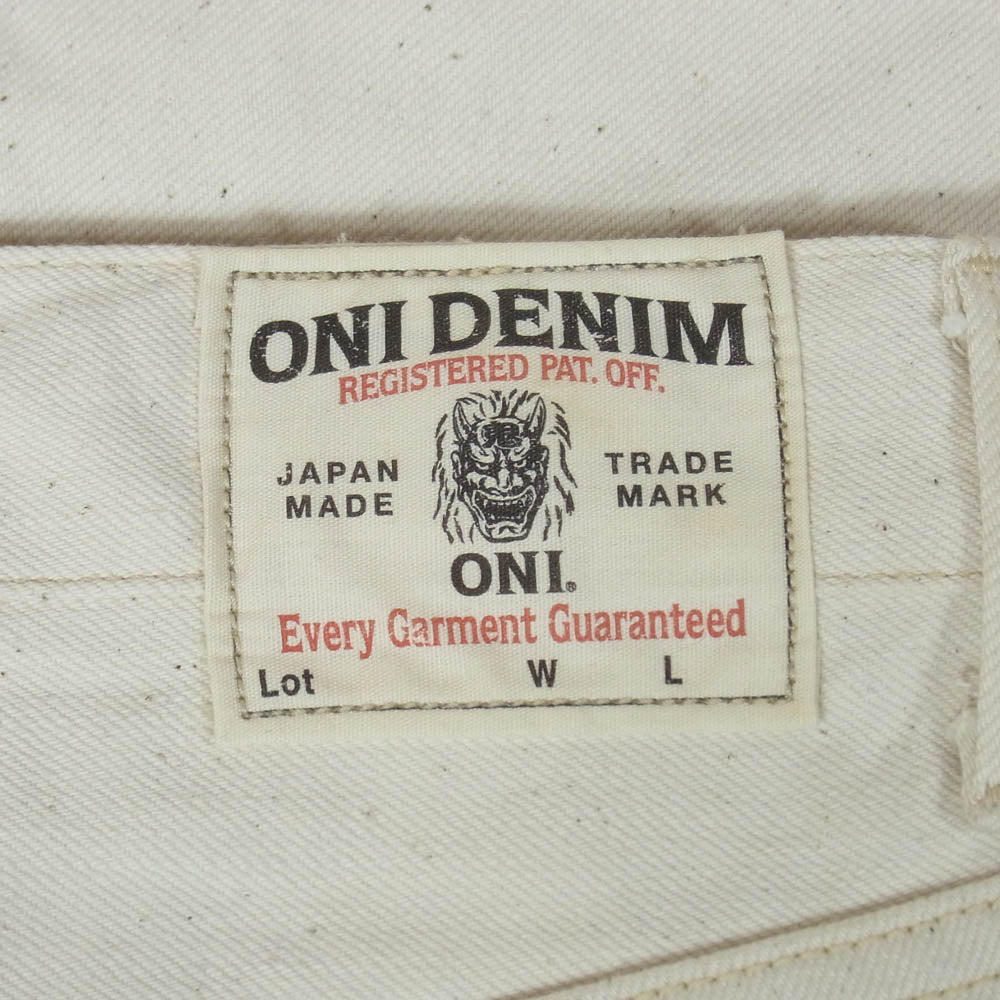 ONI DENIM 鬼デニム ONI271-ECRU 12.4oz Organic Cotton Ecru Denim Wide Straight オーガニックコットン ホワイトデニム ワイドストレート デニム パンツ W32 ホワイト系 32【極上美品】【中古】