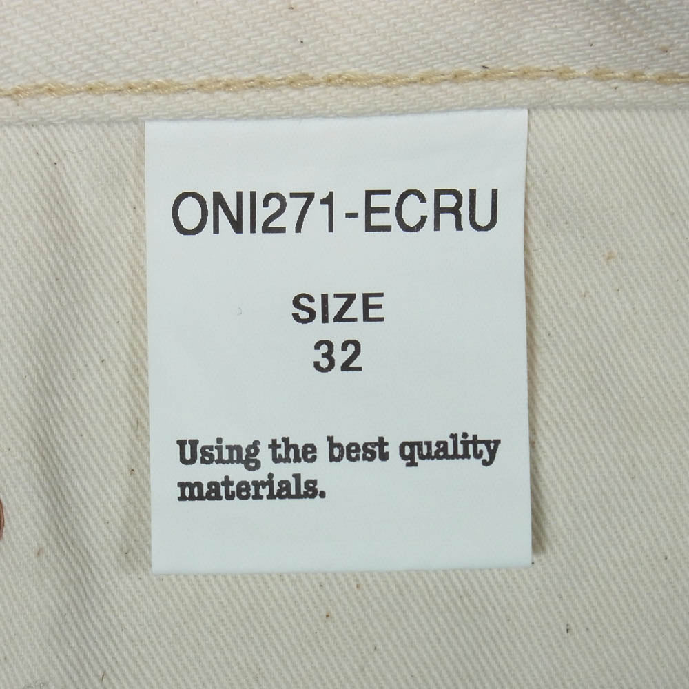 ONI DENIM 鬼デニム ONI271-ECRU 12.4oz Organic Cotton Ecru Denim Wide Straight オーガニックコットン ホワイトデニム ワイドストレート デニム パンツ W32 ホワイト系 32【極上美品】【中古】