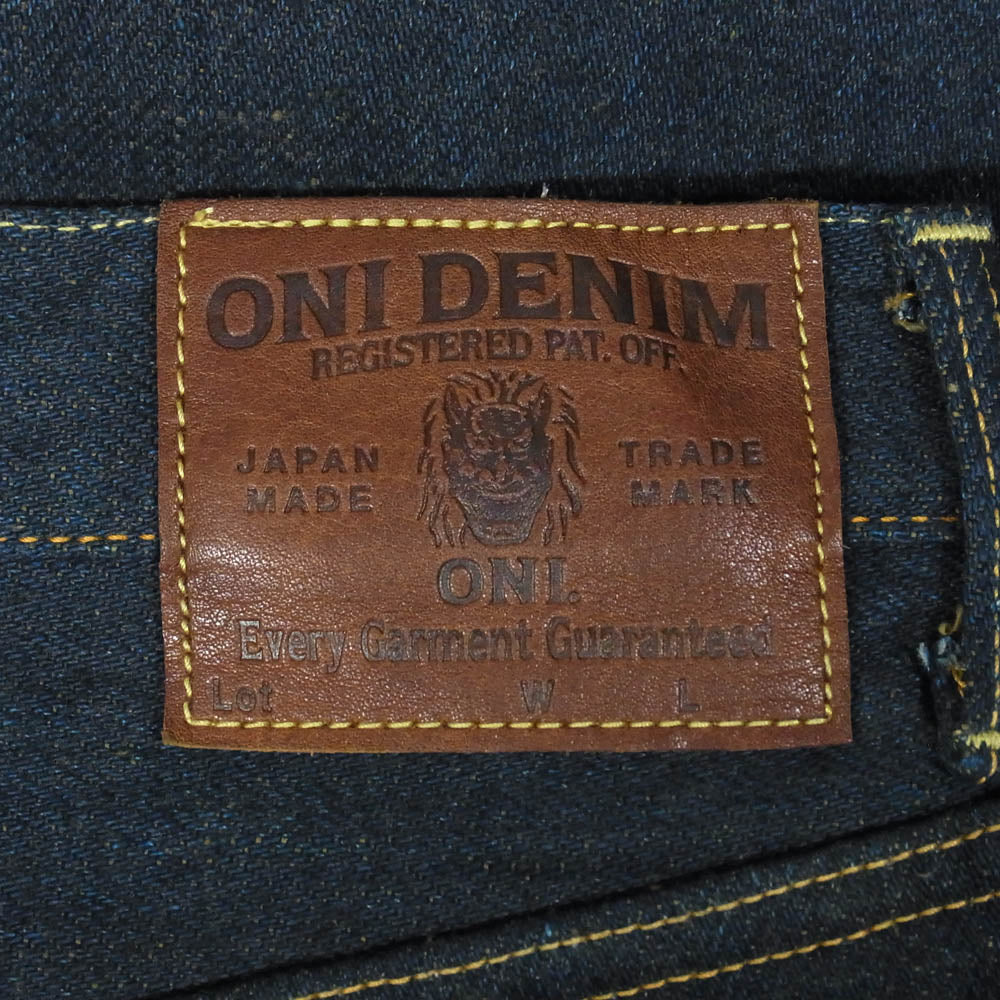 ONI DENIM 鬼デニム ONI200ZR-OLV Secret Denim weft Olive Wide Straight 20oz シークレットデニム 緯糸オリーブ ワイドストレート デニム パンツ W32 インディゴブルー系 32【極上美品】【中古】