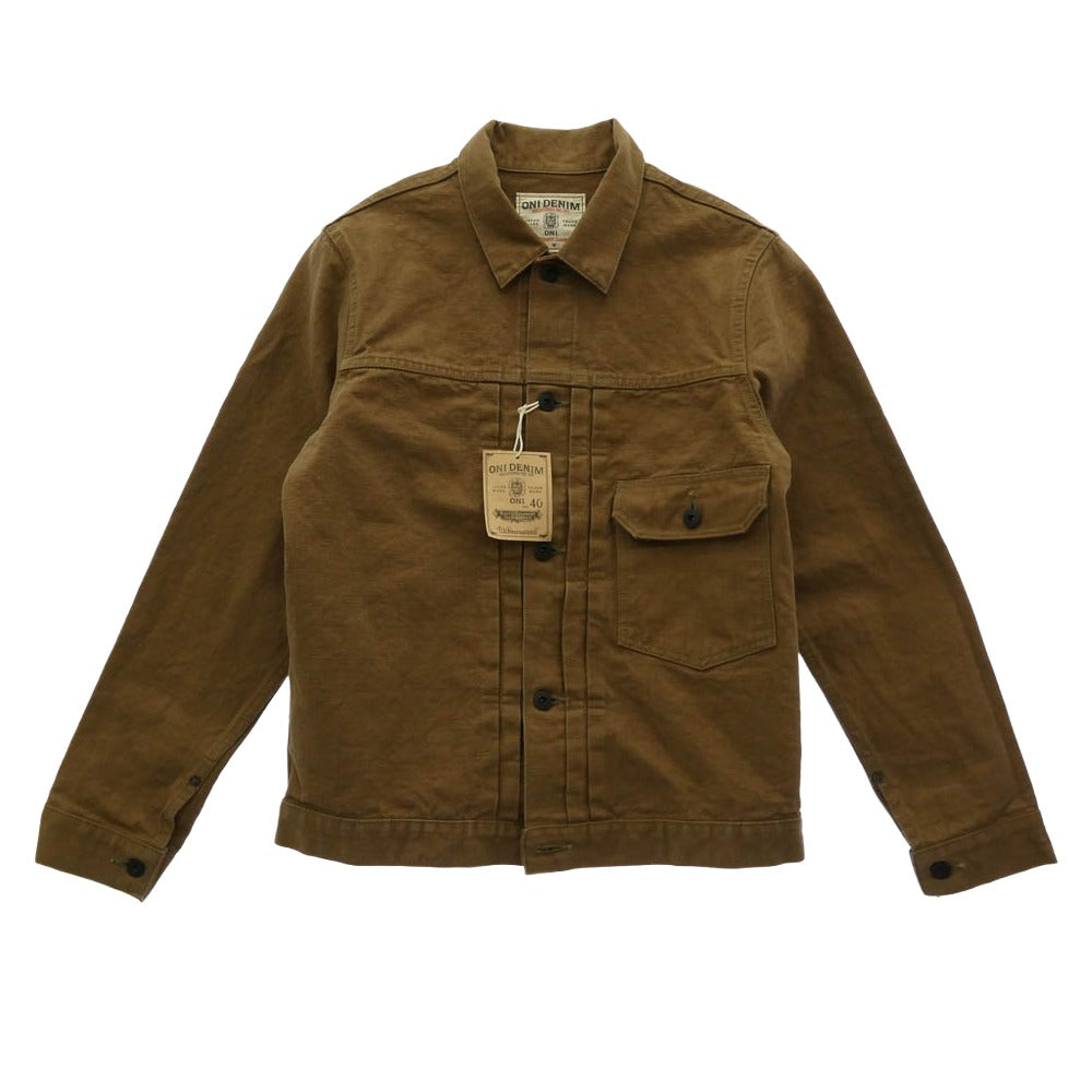 ONI DENIM 鬼デニム ONI-01507L-HOX-BRK 13oz Sulfur dye Heavy Oxford Brown Khaki Type 1 Jacket 硫化ヘビーオックス 1stタイプ ジャケット ブラウン系 40【新古品】【未使用】【中古】