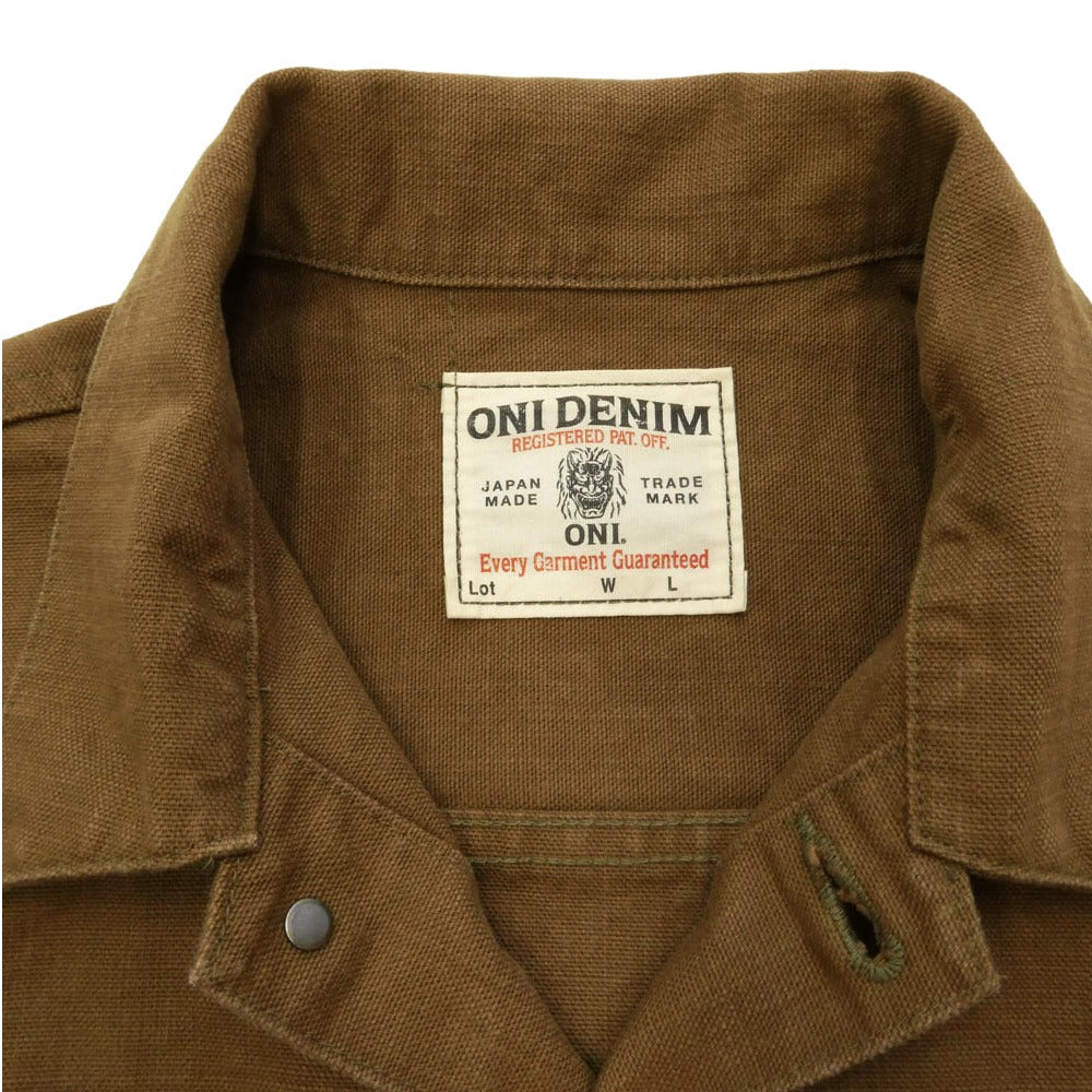 ONI DENIM 鬼デニム ONI-01507L-HOX-BRK 13oz Sulfur dye Heavy Oxford Brown Khaki Type 1 Jacket 硫化ヘビーオックス 1stタイプ ジャケット ブラウン系 40【新古品】【未使用】【中古】