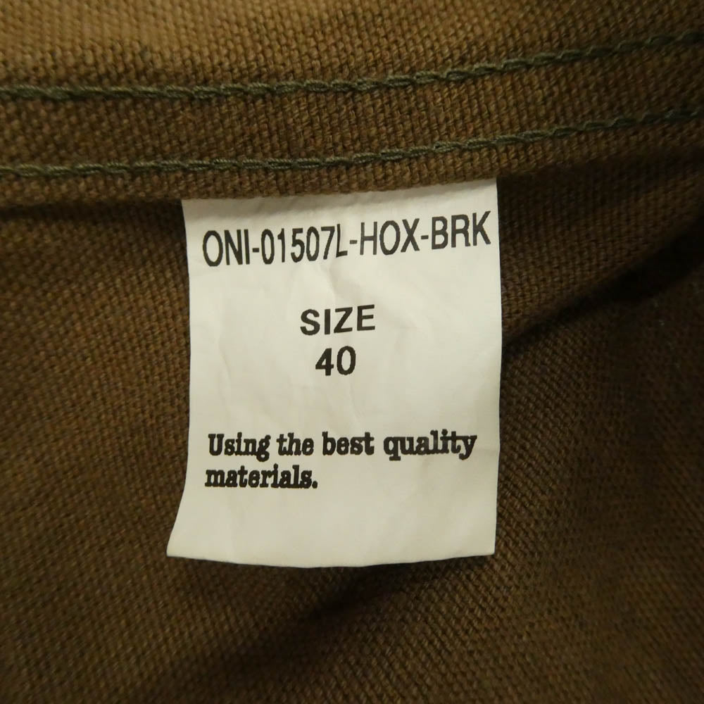 ONI DENIM 鬼デニム ONI-01507L-HOX-BRK 13oz Sulfur dye Heavy Oxford Brown Khaki Type 1 Jacket 硫化ヘビーオックス 1stタイプ ジャケット ブラウン系 40【新古品】【未使用】【中古】