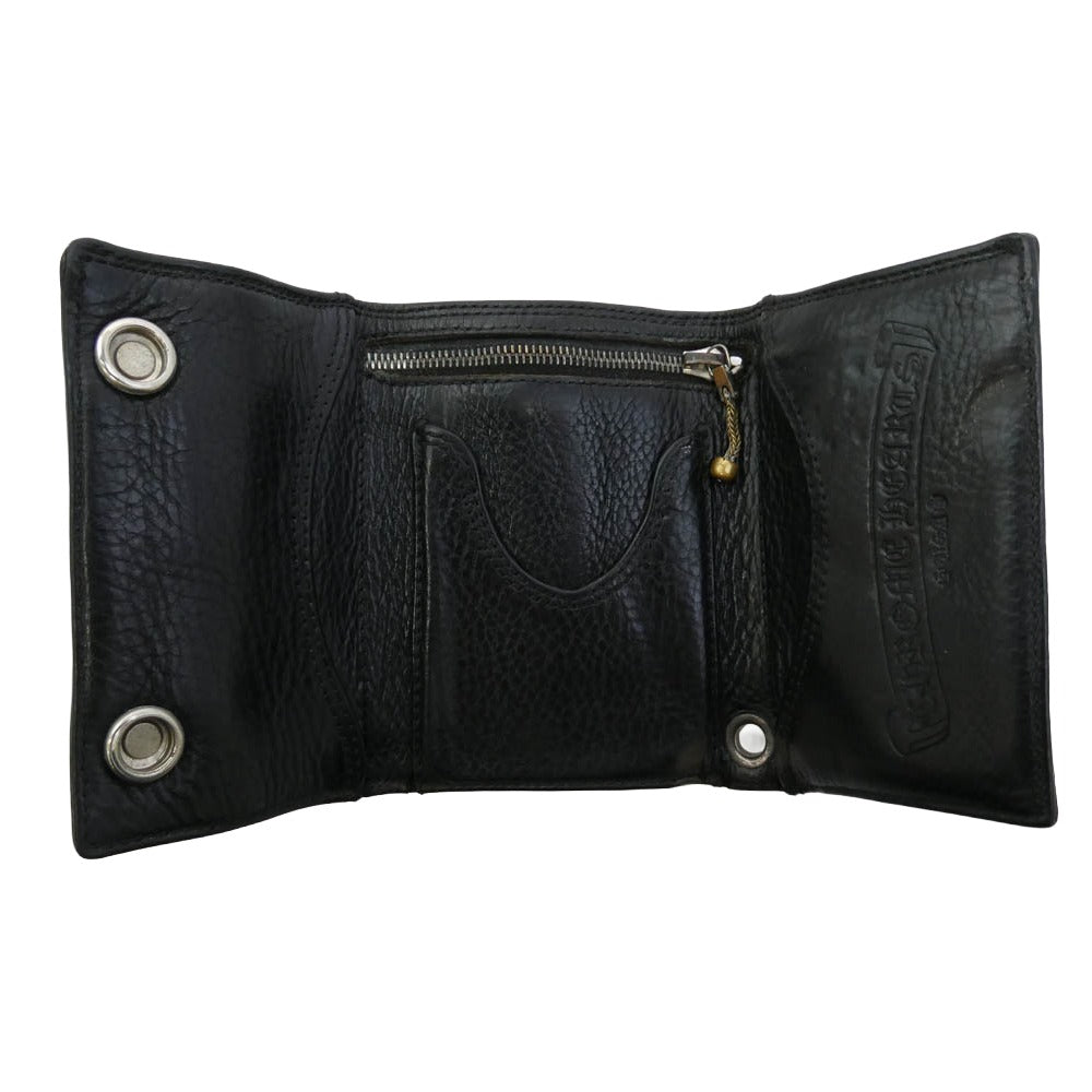 CHROME HEARTS クロムハーツ（原本有） 2246-304-0300-0200 3Fold 3フォールド レザー ウォレット 3つ折り 財布 ブラック系【中古】