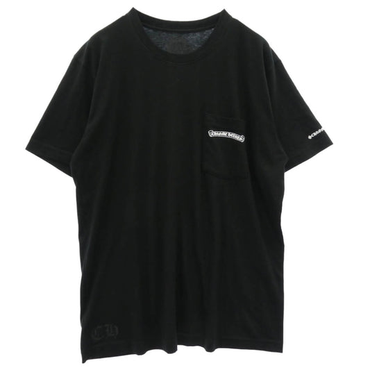 CHROME HEARTS クロムハーツ（原本無） 国内正規品 スクロール ラベル ポケット プリント 半袖 Tシャツ ブラック系 L【美品】【中古】