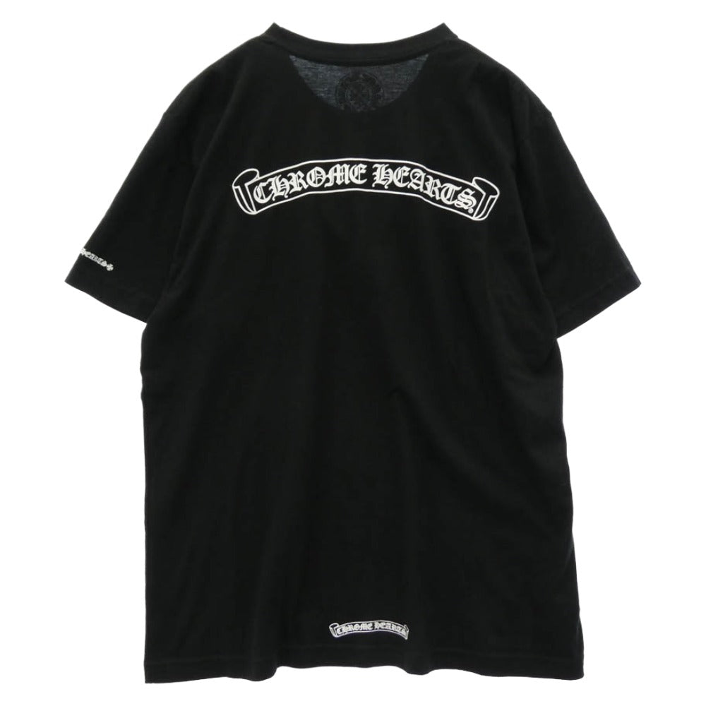 CHROME HEARTS クロムハーツ（原本無） 国内正規品 スクロール ラベル ポケット プリント 半袖 Tシャツ ブラック系 L【美品】【中古】