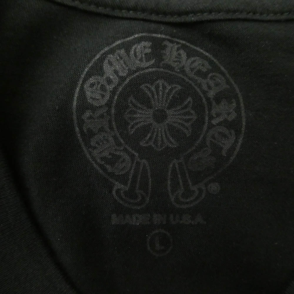 CHROME HEARTS クロムハーツ（原本無） 国内正規品 スクロール ラベル ポケット プリント 半袖 Tシャツ ブラック系 L【美品】【中古】