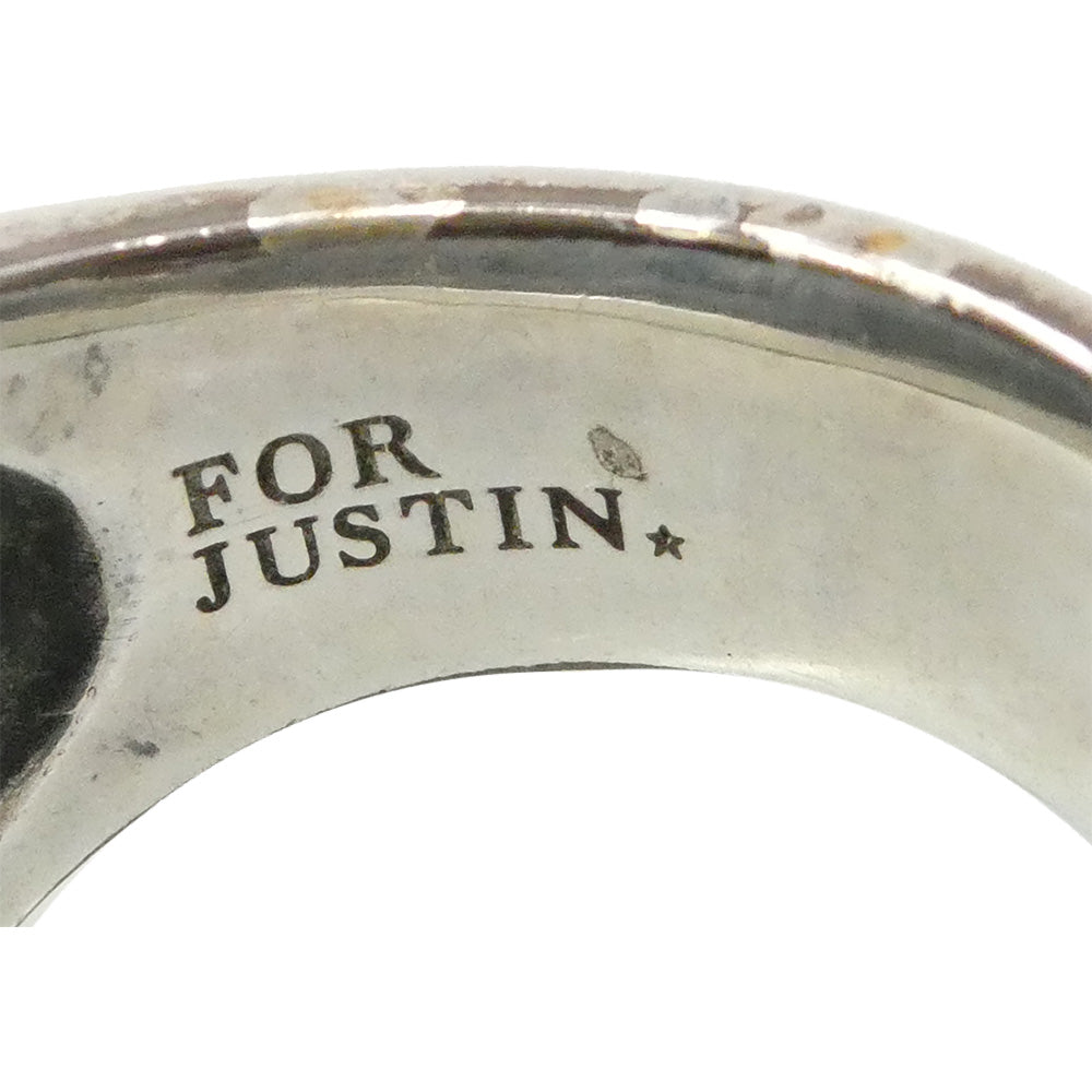 Justin Davis ジャスティンデイビス SRF110 MARSHAL Ring マーシャルリング オニキス クラウン クロス ロゴ リング 約18.5号【中古】