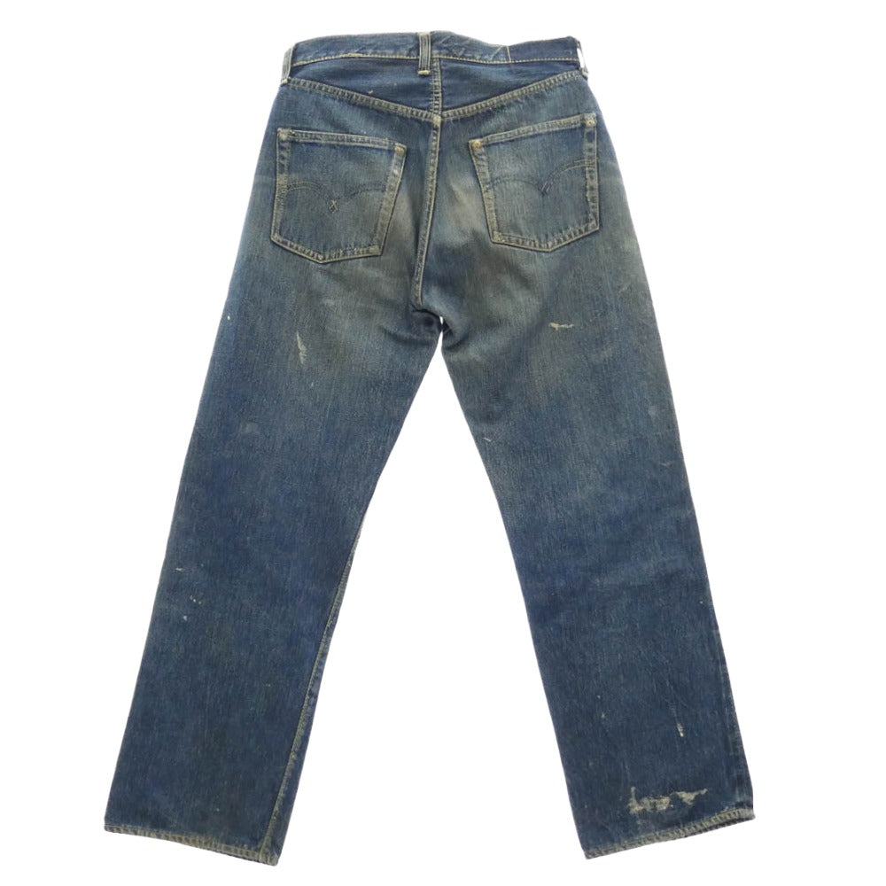 Levi's リーバイス VINTAGE ヴィンテージ 50s 60s 501XX 隠しリベット 裏刻印無 Vステッチ セルビッジ ボタンフライ センターオフセット デニム パンツ インディゴブルー系 実寸W28【中古】
