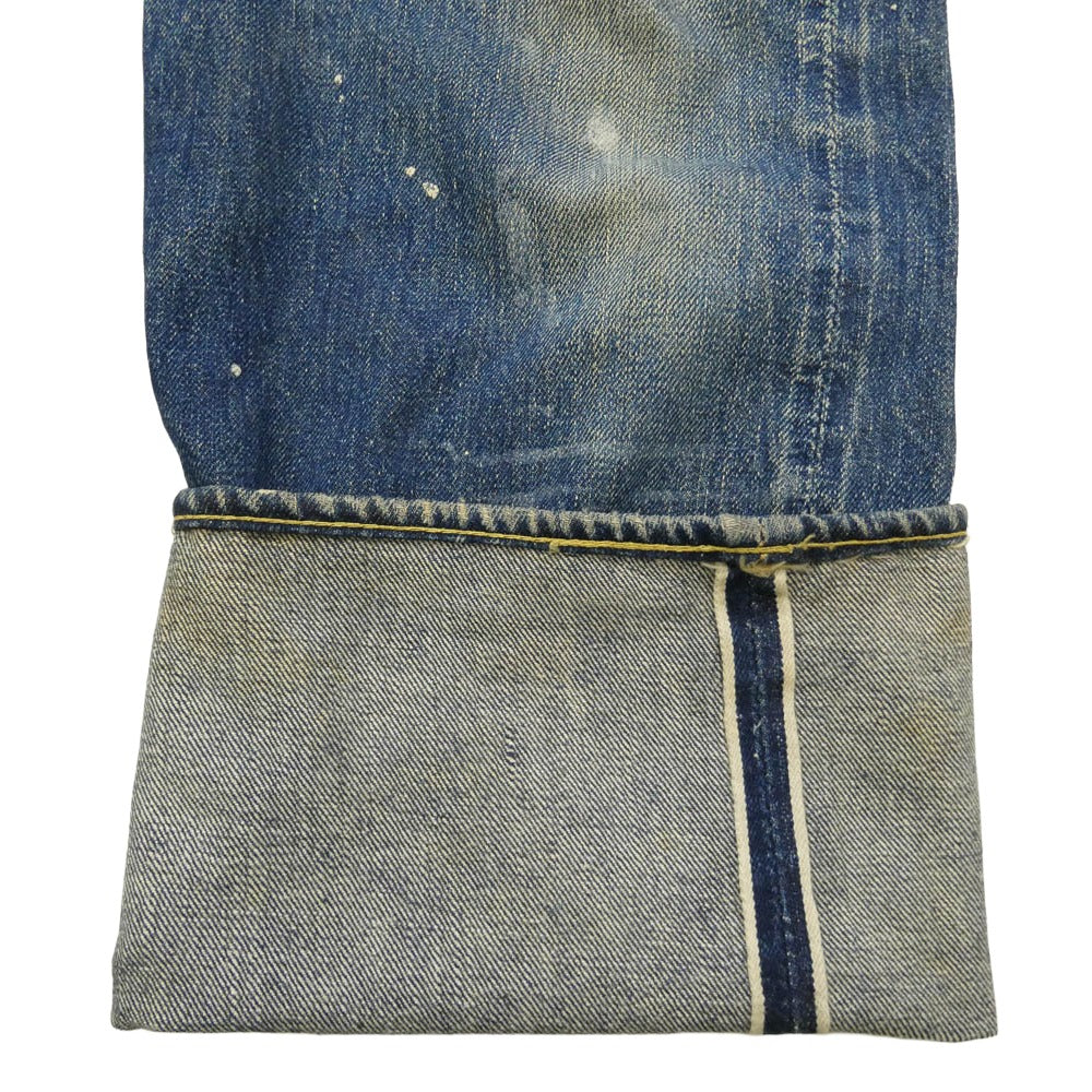 Levi's リーバイス VINTAGE ヴィンテージ 50s 60s 501XX 隠しリベット 裏刻印無 Vステッチ セルビッジ ボタンフライ センターオフセット デニム パンツ インディゴブルー系 実寸W28【中古】