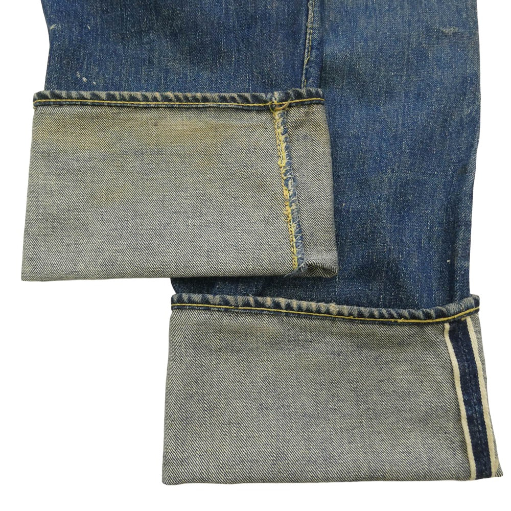 Levi's リーバイス VINTAGE ヴィンテージ 50s 60s 501XX 隠しリベット 裏刻印無 Vステッチ セルビッジ ボタンフライ センターオフセット デニム パンツ インディゴブルー系 実寸W28【中古】