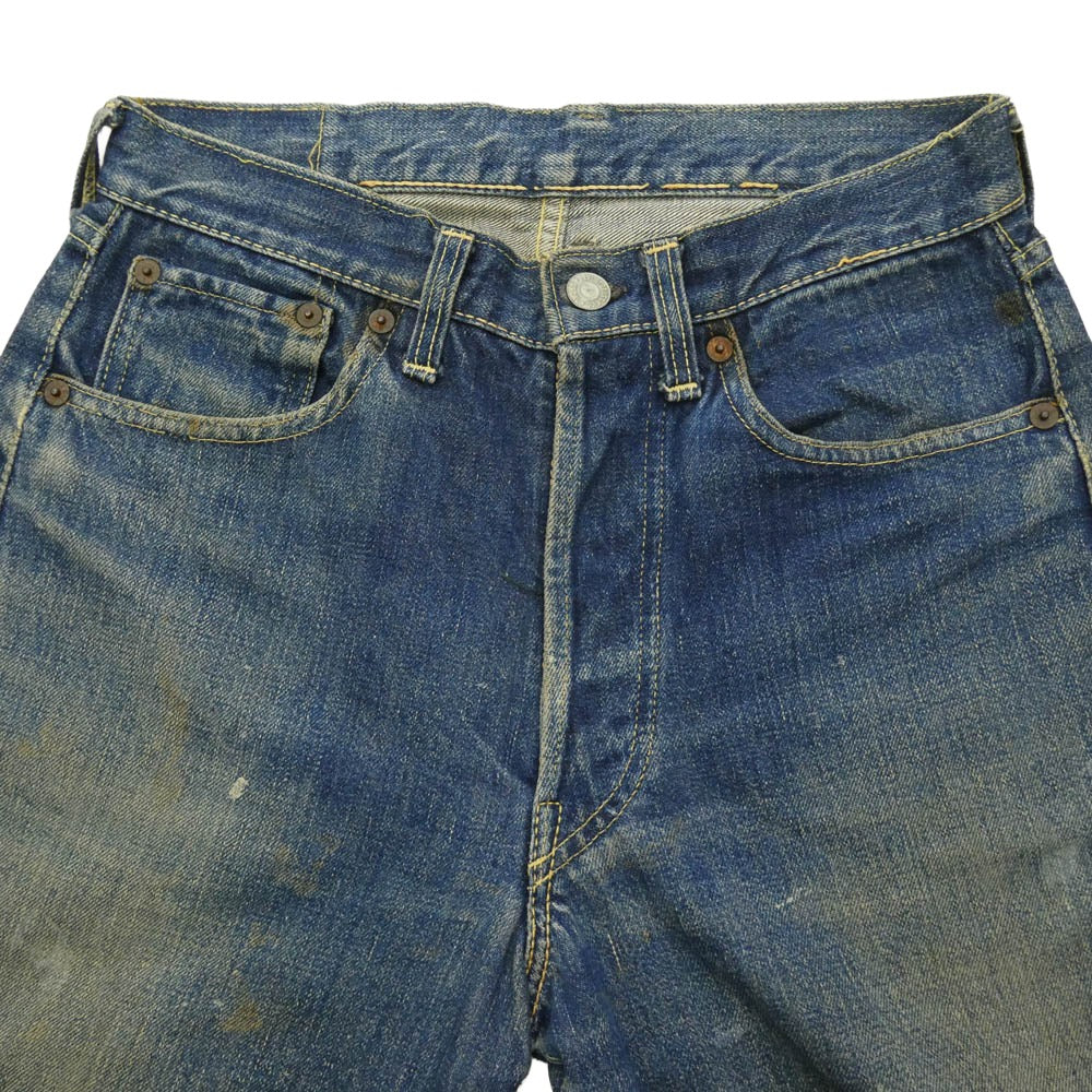 Levi's リーバイス VINTAGE ヴィンテージ 50s 60s 501XX 隠しリベット 裏刻印無 Vステッチ セルビッジ ボタンフライ センターオフセット デニム パンツ インディゴブルー系 実寸W28【中古】