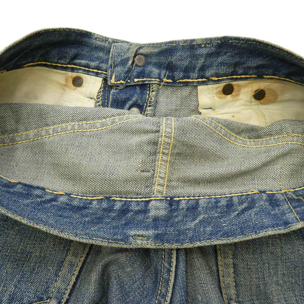 Levi's リーバイス VINTAGE ヴィンテージ 50s 60s 501XX 隠しリベット 裏刻印無 Vステッチ セルビッジ ボタンフライ センターオフセット デニム パンツ インディゴブルー系 実寸W28【中古】