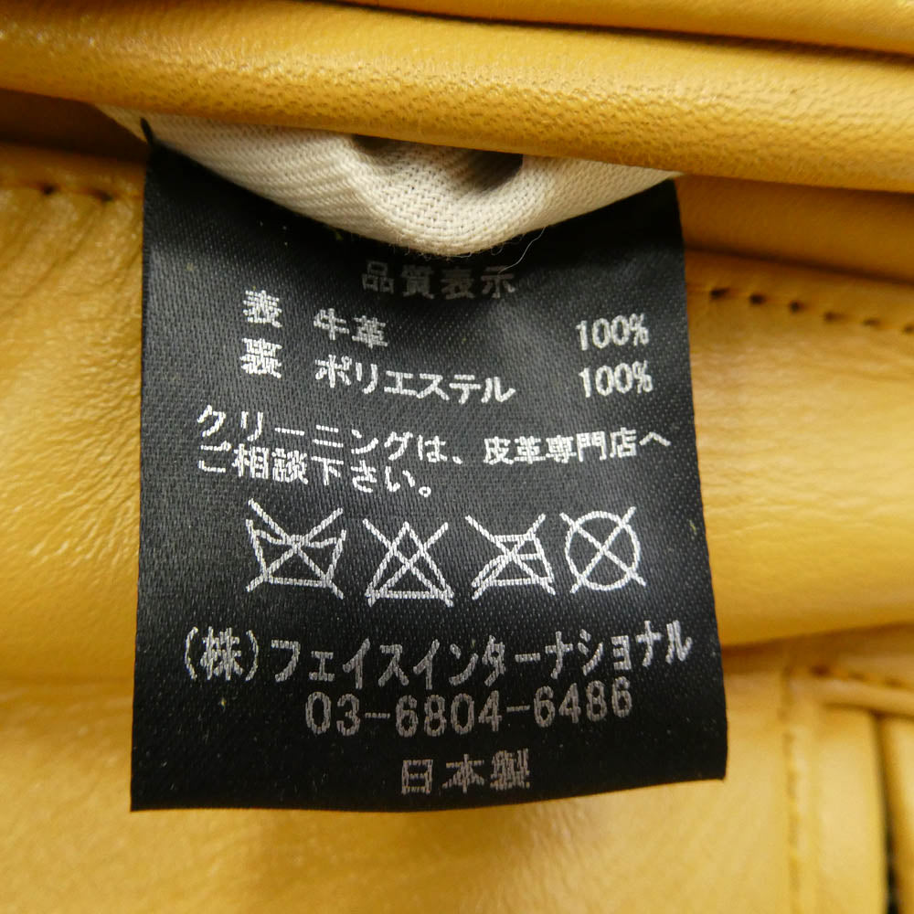 トリプルシックス レザー ウェア 666 トリプルシックス 日本製 ステアハイド レザー ダブルライダース ジャケット イエロー系 34【中古】