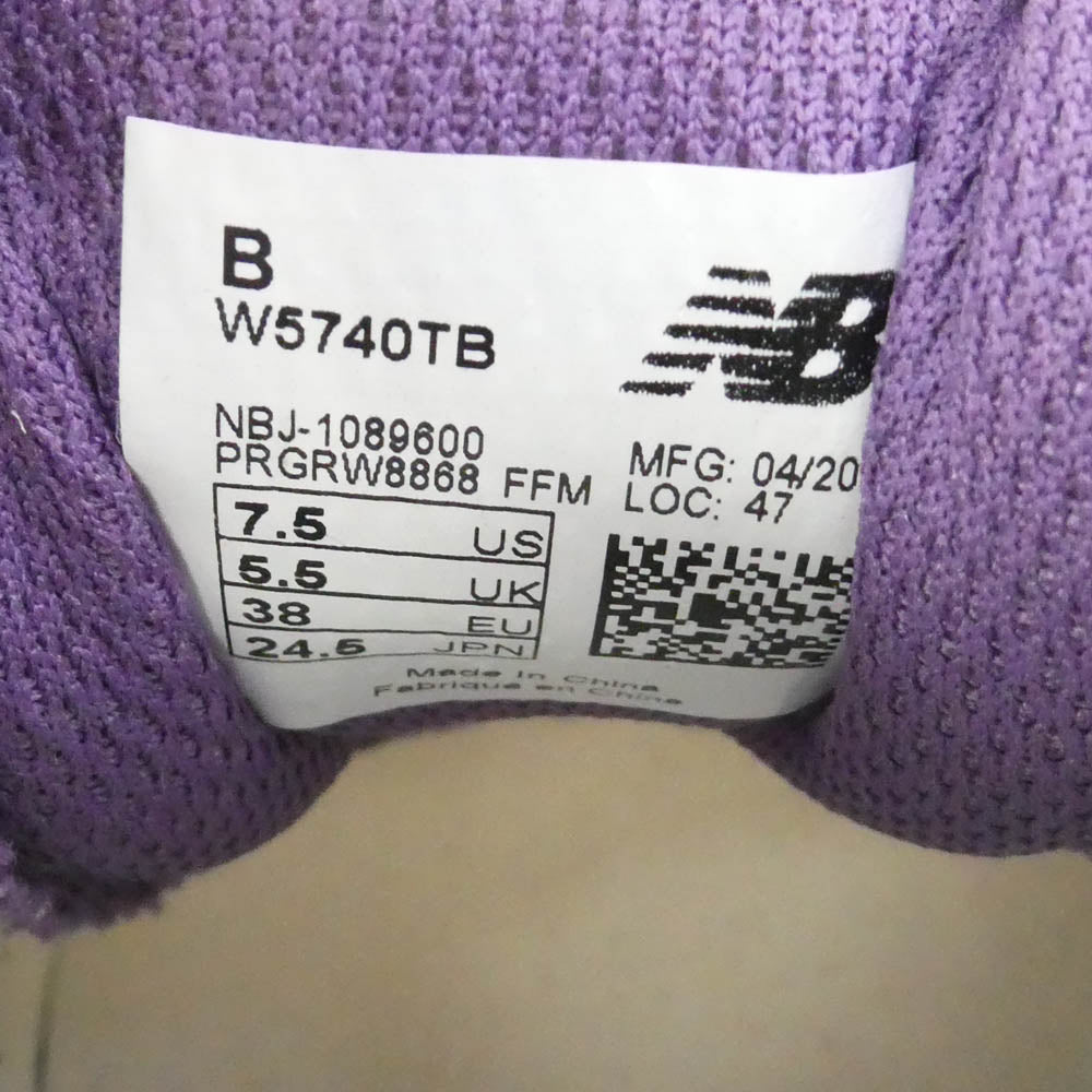 NEW BALANCE ニューバランス W5740TB 57/40 Incense Sour Grape インセンスサワーグレープ スエード メッシュ スニーカー ベージュ系 パープル系 24.5cm【中古】