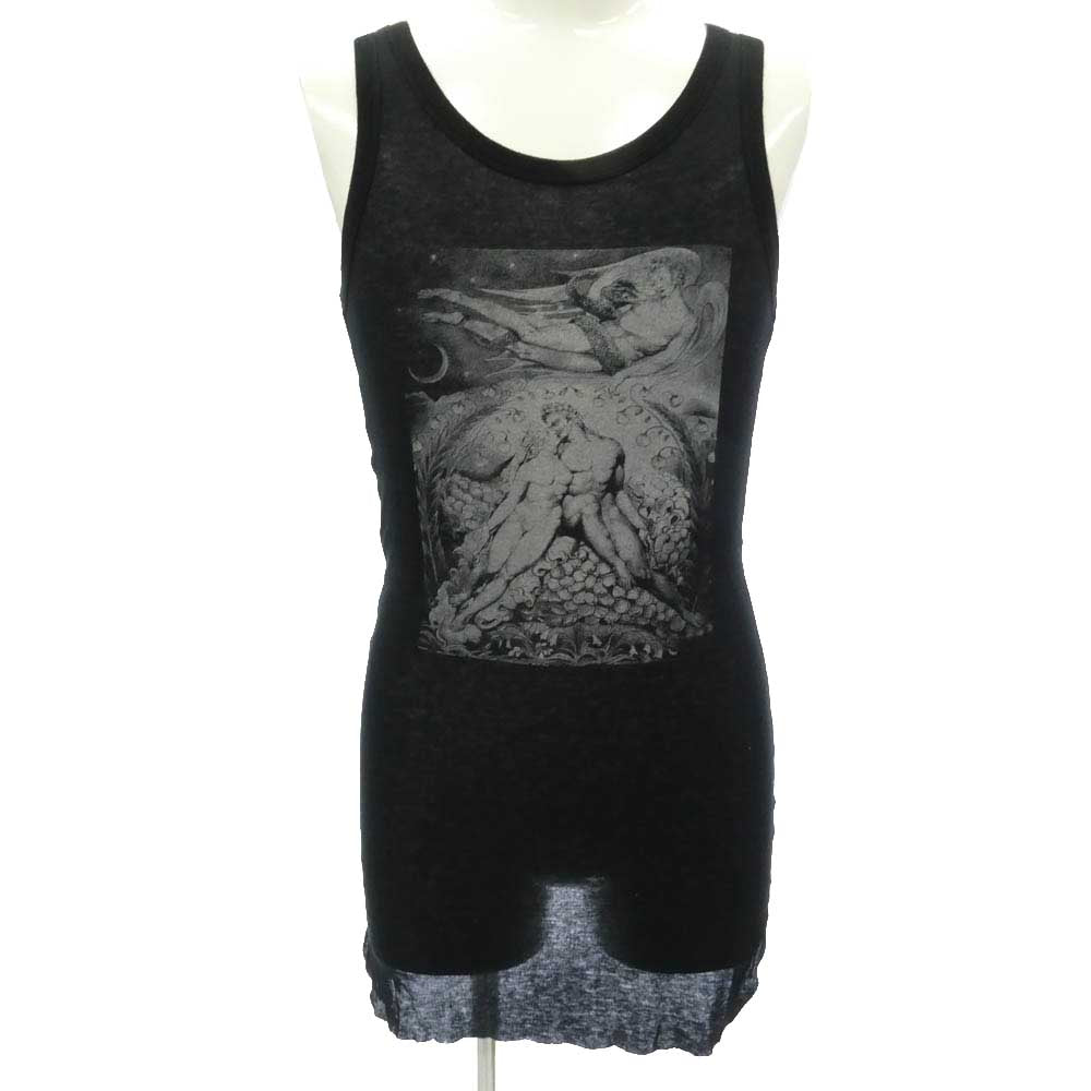 ANN DEMEULEMEESTER アンドゥムルメステール プリント ノースリーブ タンクトップ カットソー ブラック系 40【中古】