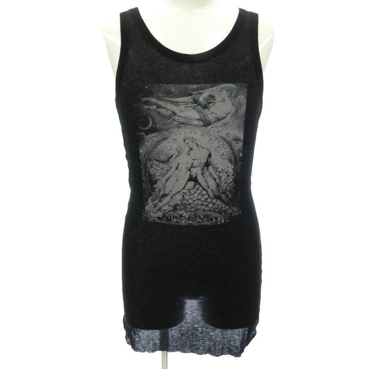 ANN DEMEULEMEESTER アンドゥムルメステール プリント ノースリーブ タンクトップ カットソー ブラック系 40【中古】