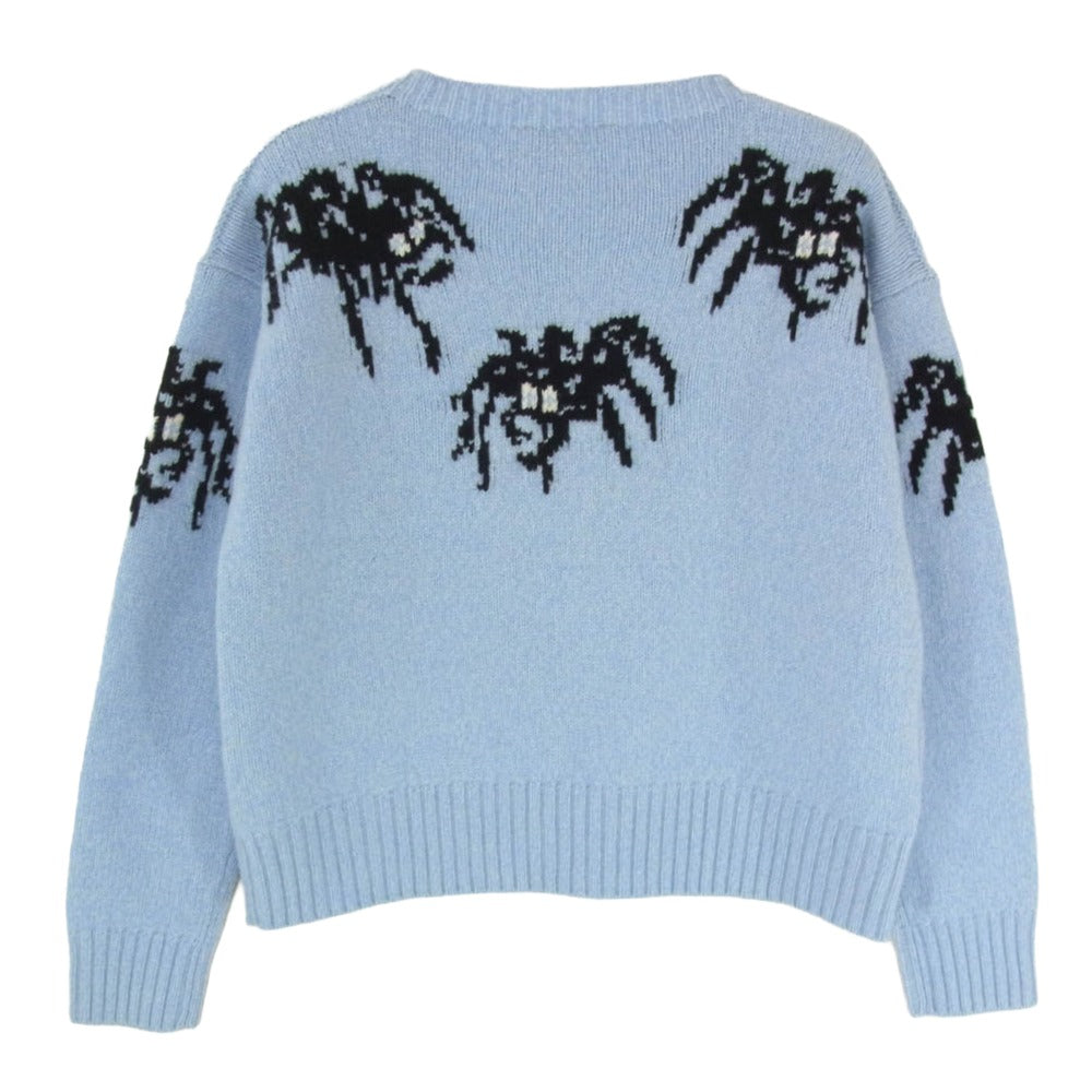 PRADA プラダ 18AW Spider intarsia wool and cashmere blend sweater スパイダー カシミヤ混 ウール ニット セーター ライトブルー系 36【中古】