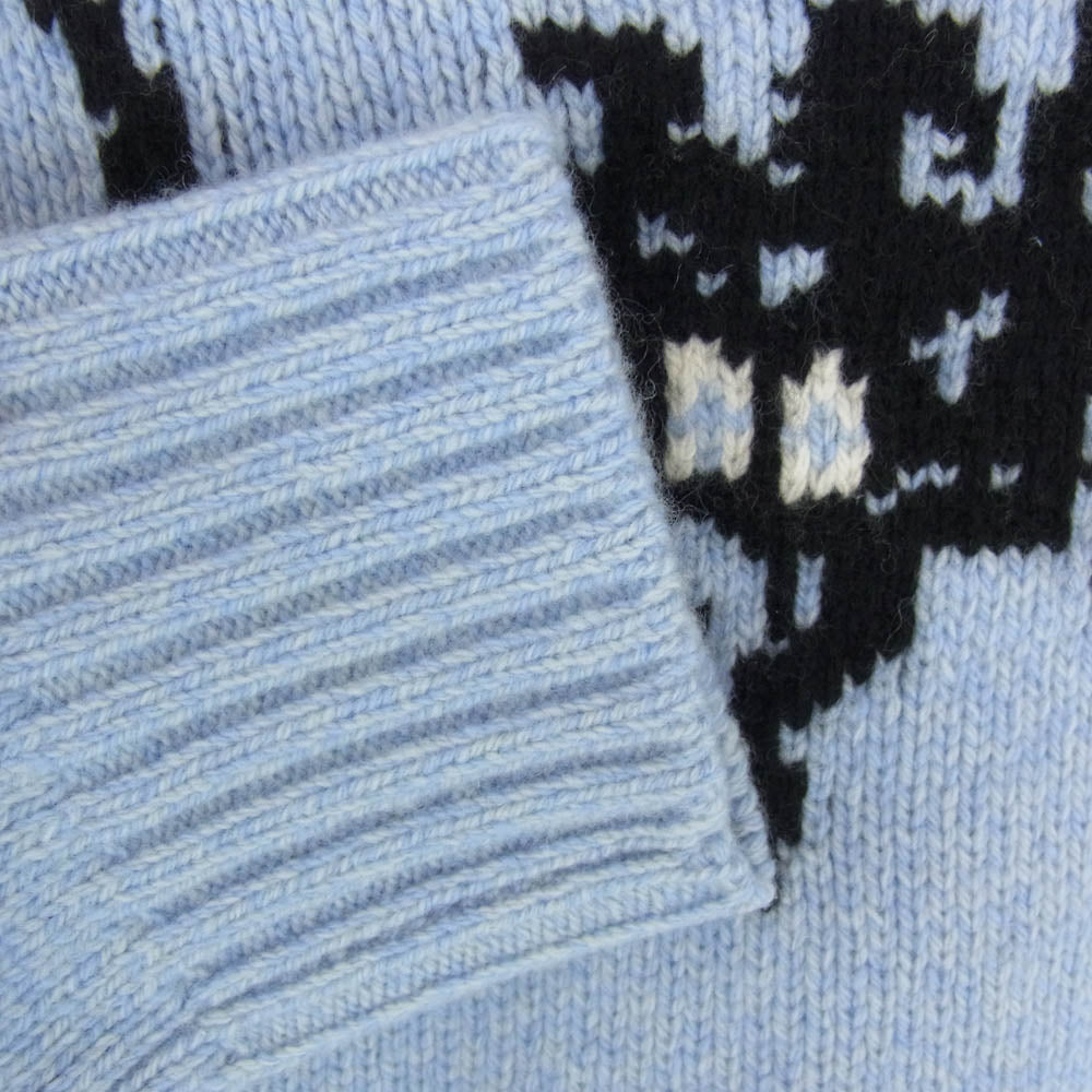 PRADA プラダ 18AW Spider intarsia wool and cashmere blend sweater スパイダー カシミヤ混 ウール ニット セーター ライトブルー系 36【中古】