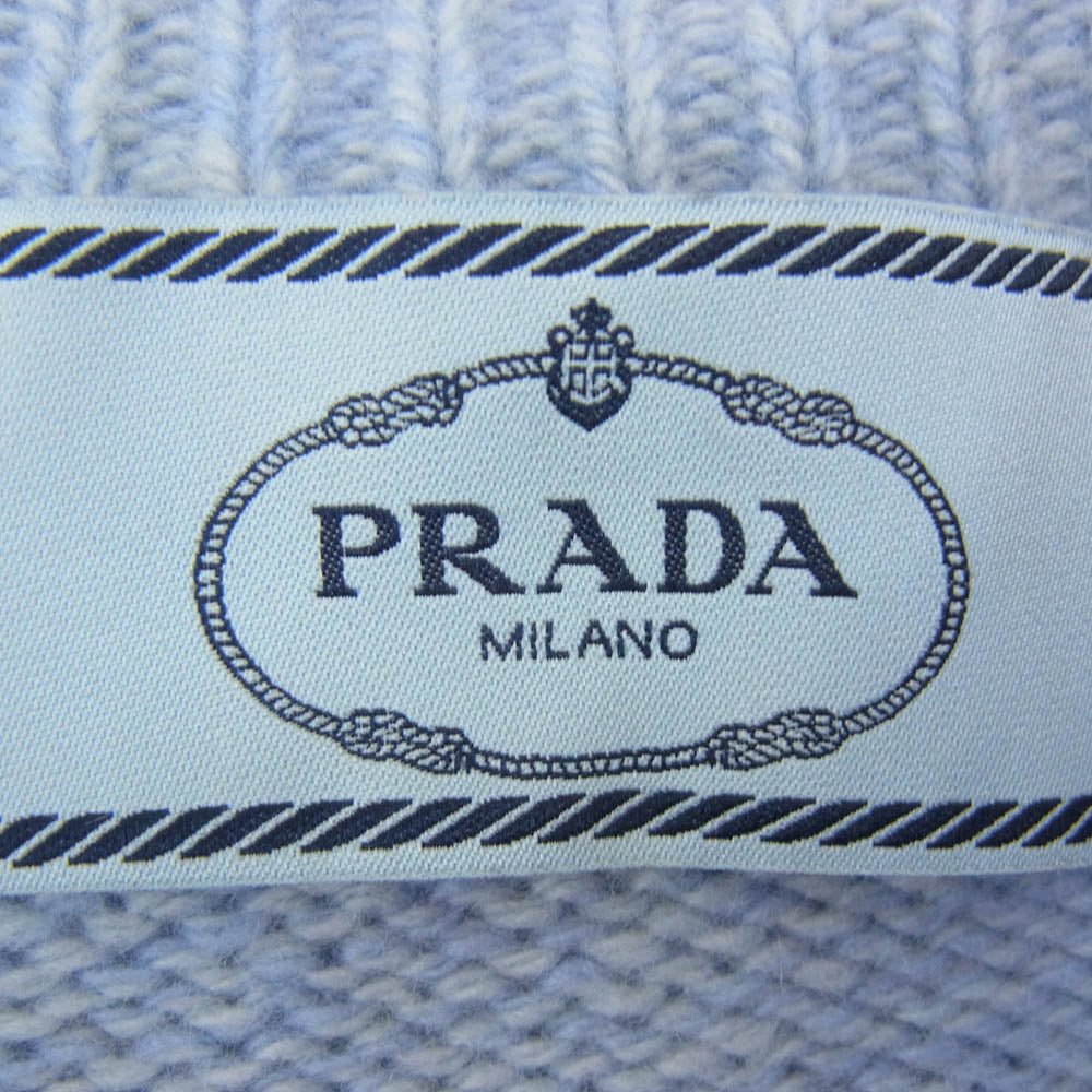 PRADA プラダ 18AW Spider intarsia wool and cashmere blend sweater スパイダー カシミヤ混 ウール ニット セーター ライトブルー系 36【中古】