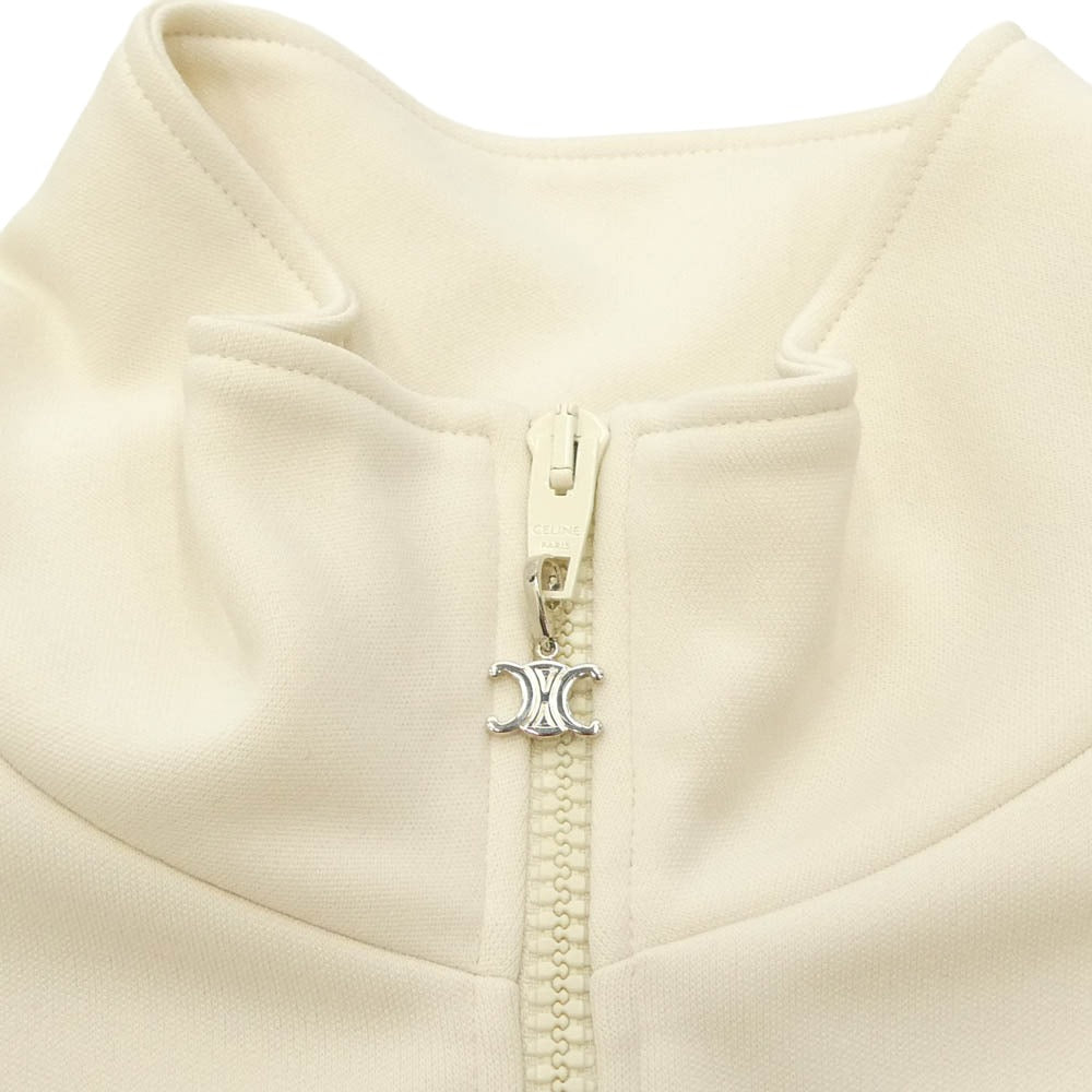 CELINE セリーヌ 23SS 2Y73A121O.01XD Embellished Jersey Track Jacket ジャージ トラックジャケット スタッズ ビジュー ブルゾン オフホワイト系 M【美品】【中古】