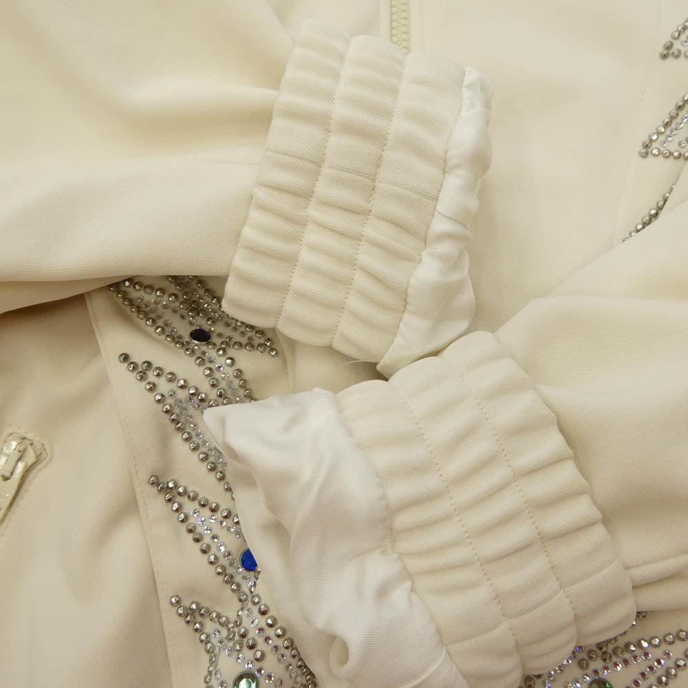 CELINE セリーヌ 23SS 2Y73A121O.01XD Embellished Jersey Track Jacket ジャージ トラックジャケット スタッズ ビジュー ブルゾン オフホワイト系 M【美品】【中古】