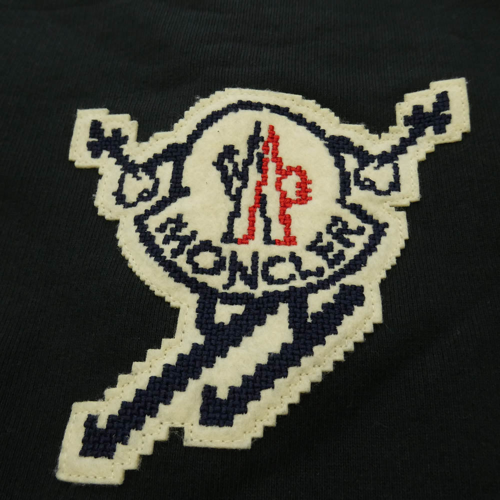 MONCLER モンクレール 24AW J20918G00016 スキーロゴ クルーネック 長袖スウェットトレーナー ブラック系 XXL【中古】