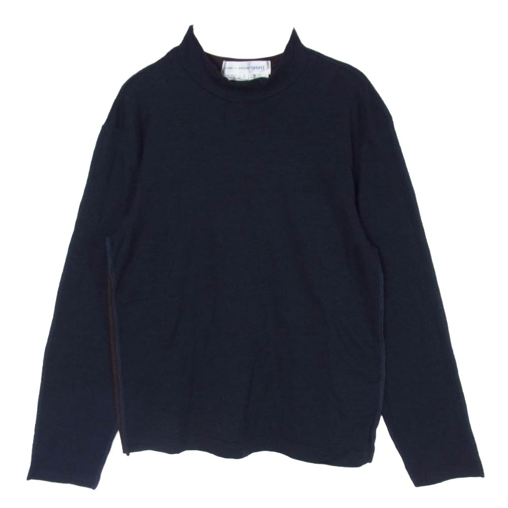 COMME des GARCONS コムデギャルソン SHIRT シャツ W11130 フランス製 インサイドアウト バイカラー ウール 切替 ニット ダークネイビー系 S【中古】 COMME des GARCONS コムデギャルソン SHIRT シャツ W11130 フランス製