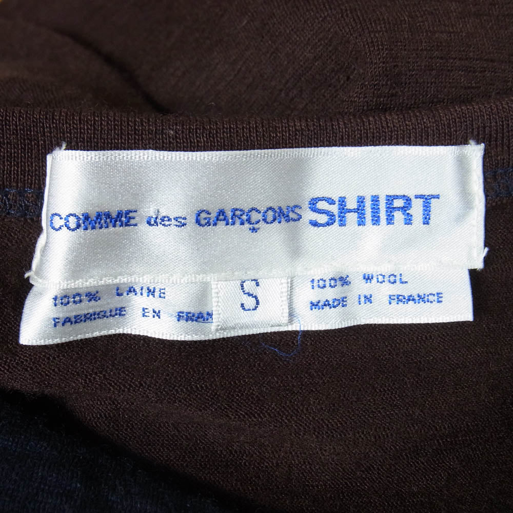 COMME des GARCONS コムデギャルソン SHIRT シャツ W11130 フランス製 インサイドアウト バイカラー ウール 切替 ニット ダークネイビー系 S【中古】 COMME des GARCONS コムデギャルソン SHIRT シャツ W11130 フランス製