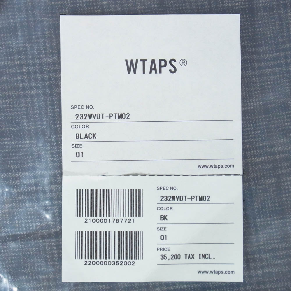 WTAPS ダブルタップス 23AW 232WVDT-PTM02 WRKT2001 TROUSERS PLRA TWILL TEXTILE ワーク トラウザーズ ポリエステル レーヨン ツイル テキスタイル パンツ ブラック系 1【新古品】【未使用】【中古】