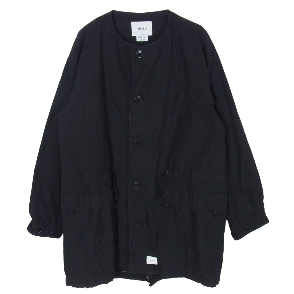 WTAPS ダブルタップス 18SS 181WVDT-JKM01 PEEP JACKET NYCO SATIN ピープ ジャケット コットンサテン アウター ノーカラー コート ブラック系 1【中古】