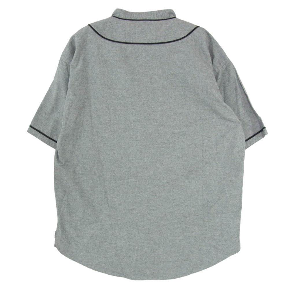 WTAPS ダブルタップス 19SS 191TQDT-SHM03 LEAGUE SS SHIRT COTTON.OXFORD ベースボールシャツ 刺繍ロゴ 半袖シャツ グレー系 X02【中古】