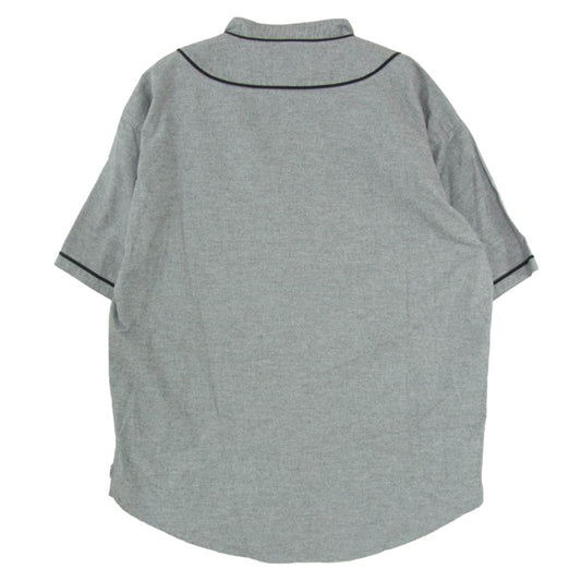 WTAPS ダブルタップス 19SS 191TQDT-SHM03 LEAGUE SS SHIRT COTTON.OXFORD ベースボールシャツ 刺繍ロゴ 半袖シャツ グレー系 X02【中古】