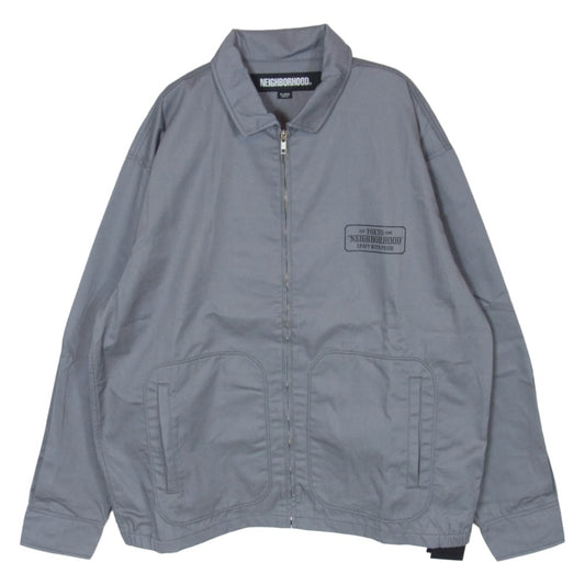 NEIGHBORHOOD ネイバーフッド 22AW 222TSNH-JKM03 FRONT ZP JK.EC バックロゴプリント フロントジップジャケット グレー系 XL【極上美品】【中古】