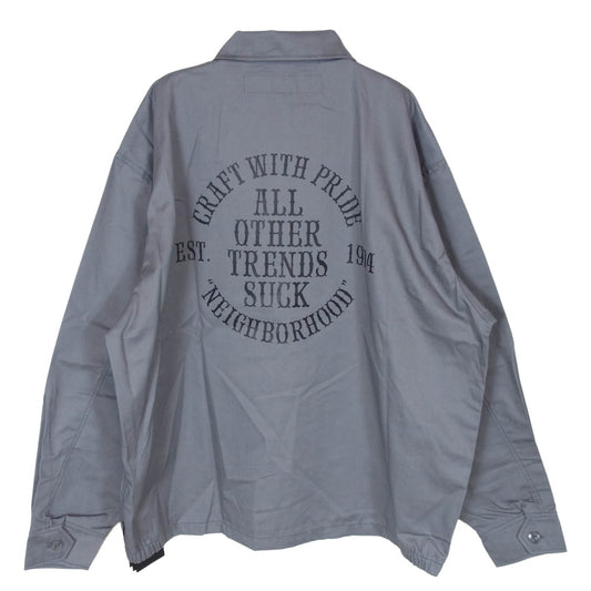 NEIGHBORHOOD ネイバーフッド 22AW 222TSNH-JKM03 FRONT ZP JK.EC バックロゴプリント フロントジップジャケット グレー系 XL【極上美品】【中古】