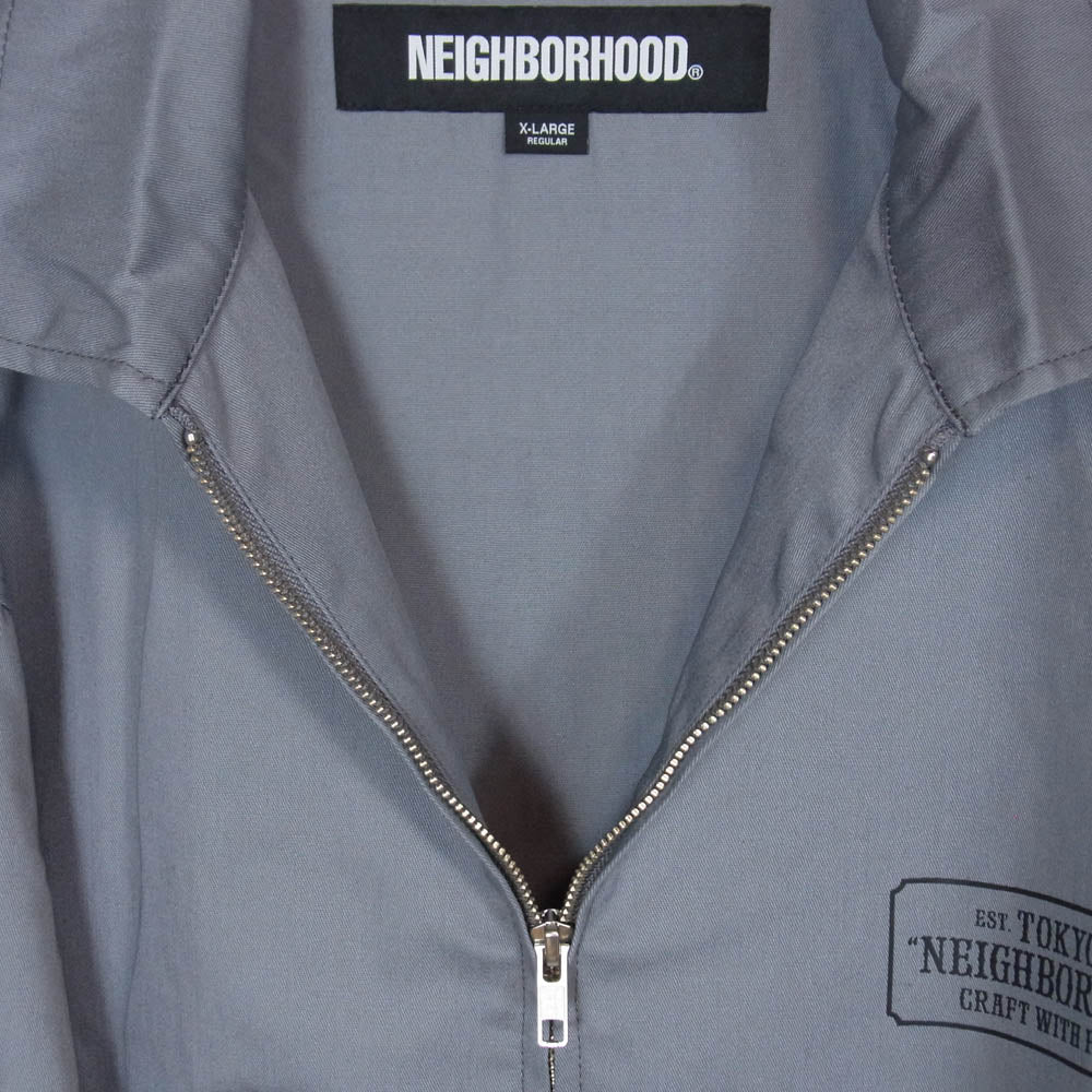 NEIGHBORHOOD ネイバーフッド 22AW 222TSNH-JKM03 FRONT ZP JK.EC バックロゴプリント フロントジップジャケット グレー系 XL【極上美品】【中古】