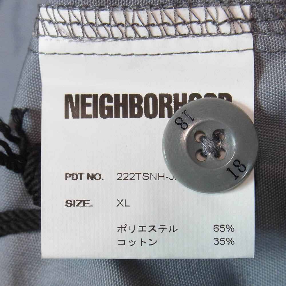 NEIGHBORHOOD ネイバーフッド 22AW 222TSNH-JKM03 FRONT ZP JK.EC バックロゴプリント フロントジップジャケット グレー系 XL【極上美品】【中古】