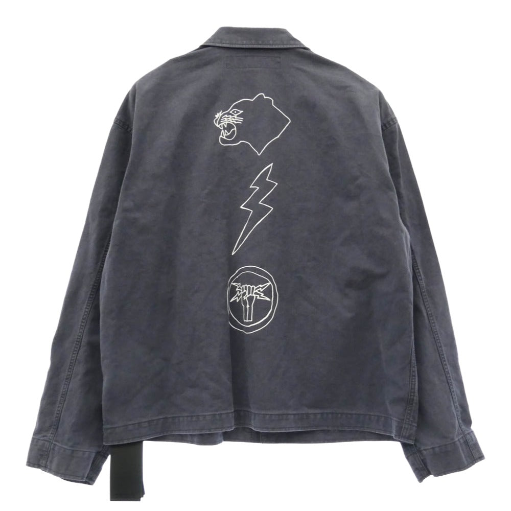 NEIGHBORHOOD ネイバーフッド 24AW 242AQNH-JKM02 UTILITY JACKET ユーティリティ ジャケット ロゴ プリント ネイビー系 XL【新古品】【未使用】【中古】