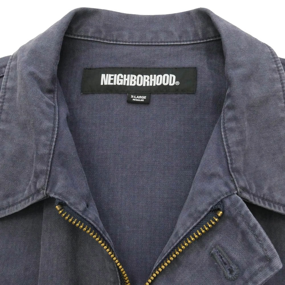 NEIGHBORHOOD ネイバーフッド 24AW 242AQNH-JKM02 UTILITY JACKET ユーティリティ ジャケット ロゴ プリント ネイビー系 XL【新古品】【未使用】【中古】