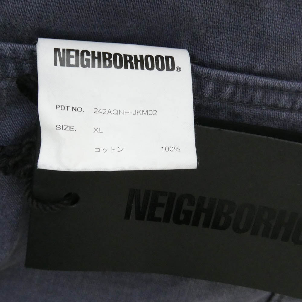 NEIGHBORHOOD ネイバーフッド 24AW 242AQNH-JKM02 UTILITY JACKET ユーティリティ ジャケット ロゴ プリント ネイビー系 XL【新古品】【未使用】【中古】