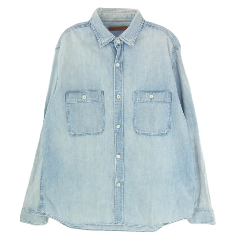 Ron Herman ロンハーマン 3120700109 Denim Work Shirt ダメージ加工 デニム 長袖 ワークシャツ インディゴブルー系 S【中古】