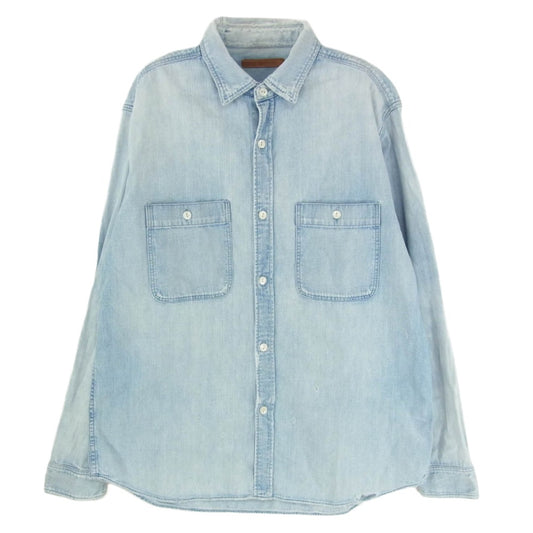 Ron Herman ロンハーマン 3120700109 Denim Work Shirt ダメージ加工 デニム 長袖 ワークシャツ インディゴブルー系 S【中古】